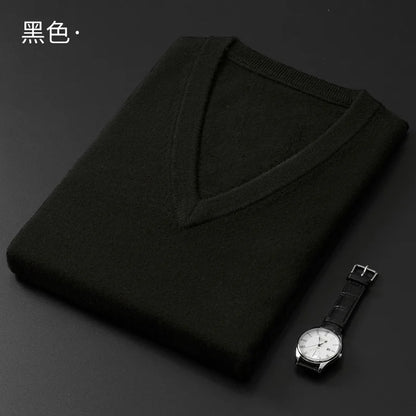 Cashmere Cotton Blend Classic V-Neck Sweater