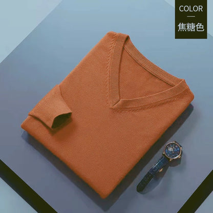 Cashmere Cotton Blend Classic V-Neck Sweater