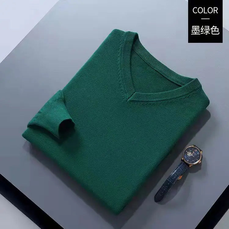 Cashmere Cotton Blend Classic V-Neck Sweater