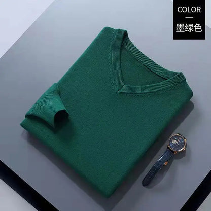 Cashmere Cotton Blend Classic V-Neck Sweater