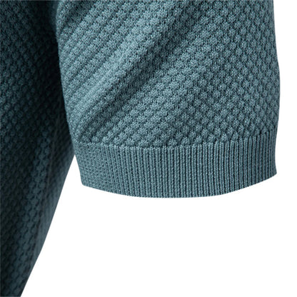 Textured Polyviscose Polo Shirt (Buttonless)
