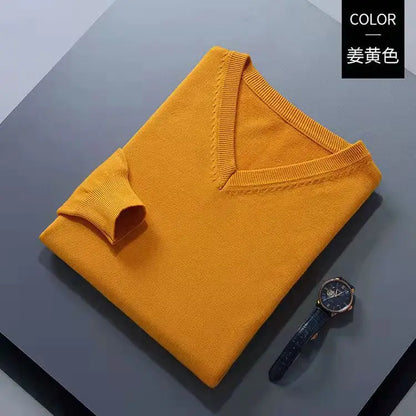 Cashmere Cotton Blend Classic V-Neck Sweater