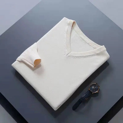 Cashmere Cotton Blend Classic V-Neck Sweater